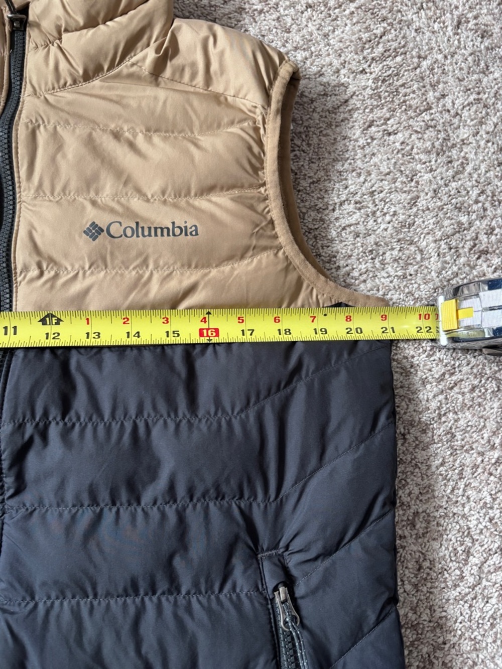 Columbia Men's Omni-Heat White Out Puffer Vest Flax/Black Lightweight Medium - Picture 9 of 10